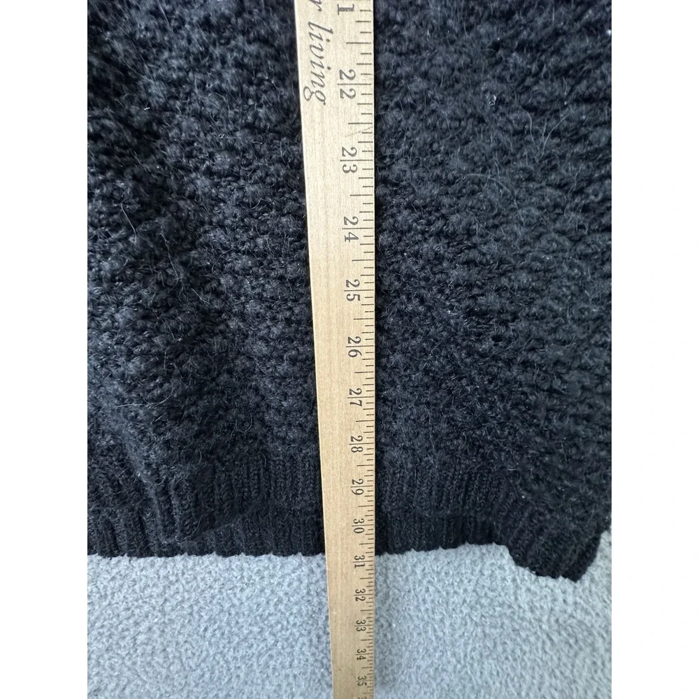 VTG J. JILL Cardigan Sweater XL Black Chunky Knit w/Wool & Alpaca One Button